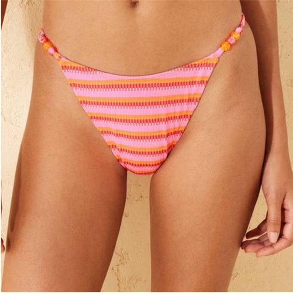 Striped Pink and Orange Bikini Bottom - Picture 3 of 8